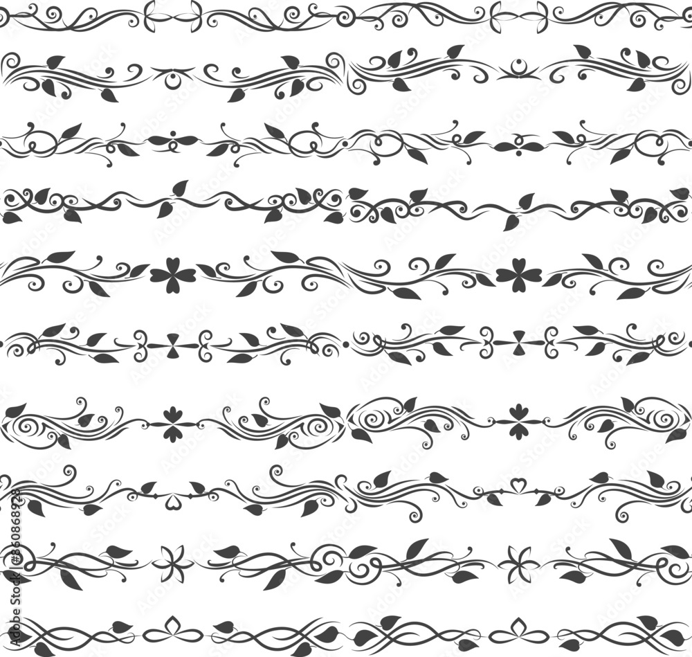 Canvas Prints seamless floral pattern divider set
