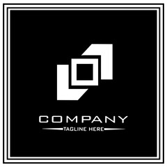 abstract logo design, black and white geometric technology icon