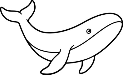 Fototapeta premium Humpback whale drawing, black and white line art. Hand drawn illustration.