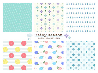 雨のシームレスパターン素材セット