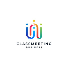 businessman logo with colorful people accents