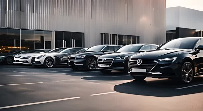 Rows of luxury cars parked in the showroom