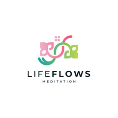 beautiful leaves and flowers for meditation and mental health logo