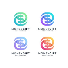 shiny colorful letter S and hand for gift, financial and business logos