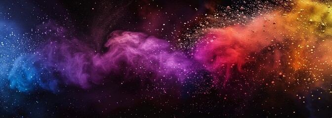 Abstract rainbow powder splatter background. Rainbow powder exploding
