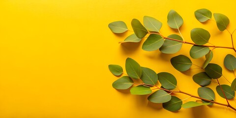 Fototapeta premium Nature-Inspired Eucalyptus Leaves and Branches Flat Lay