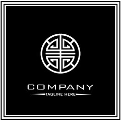 abstract logo design, black and white geometric technology icon