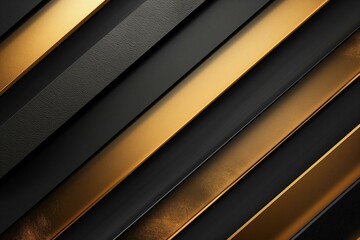 Obraz premium An abstract background featuring alternating black and gold diagonal stripes with metallic textures. The design creates a luxurious and modern aesthetic, suitable for various creative applications.