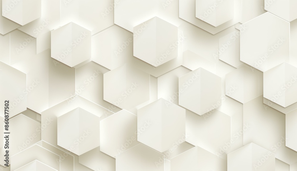 Aufkleber a seamless vector pattern featuring three-dimensional hexagonal shapes in white and beige. the abstr