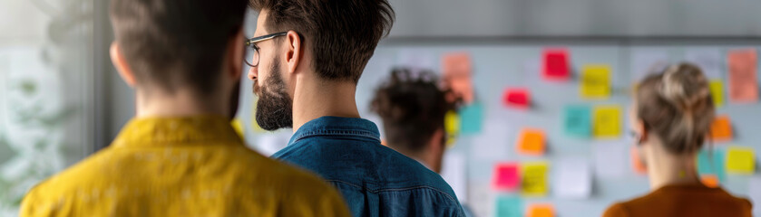 Obraz premium The man in the center is wearing glasses and has a beard