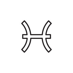Pisces zodiac outline icon. vector flat black linear illustration on white background..eps