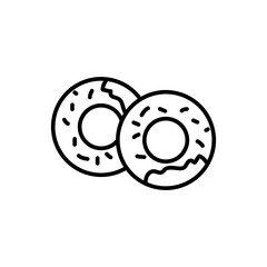 Two donut vector icon. simple flat black linear illustration for web and app on white background..eps
