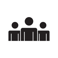 Three people group icon.  Teamwork, leadership sign flat black trendy style illustration on white background..eps