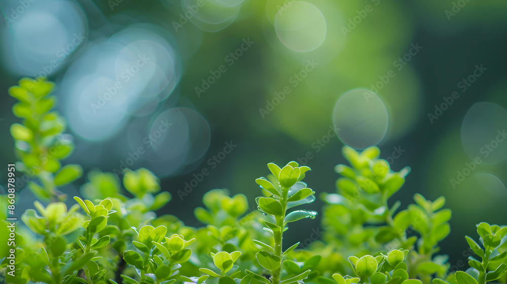 Poster green plant macro willingly out of focus selective focus bokeh background : Generative AI