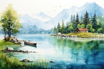 Obraz premium Lake architecture landscape outdoors.