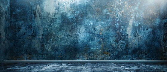 Dark blue studio with soft lighting for product display.