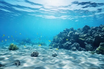 Fototapeta premium Blue ocean underwater backgrounds outdoors.