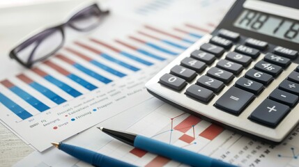 Calculator and Graph on Office Desk