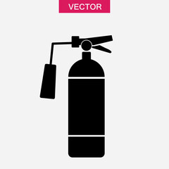 Fire extinguisher icon. . Extinguisher sign flat black simple illustration on white background..eps