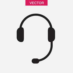 headset icon vector, simple flat black trendy style illustration for web and app on white background..eps