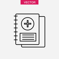 Medical notebook line icon. vector flat simple illustration on white background..eps