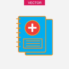 Medical notebook vector flat color illustration on white background..eps