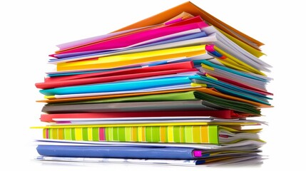 Stack of Colorful Folders and Papers