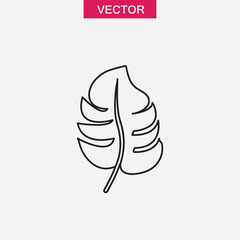 Tropical leaf outline icon. simple flat black illustration on white background..eps