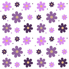 seamless pattern with purple flowers on white background 