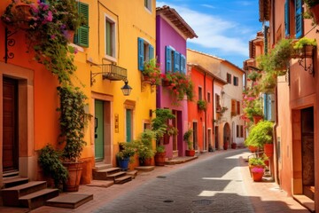 Fototapeta premium European alley building architecture street.