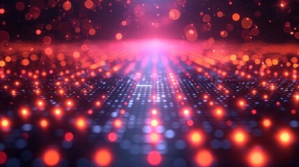 Obraz premium Convey the essence of technological elegance as the Cyber Light Line backdrop stands as a beacon of innovation, beckoning viewers to explore its digital landscape.