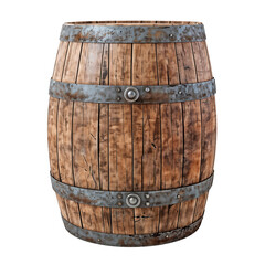 Obraz premium Old wooden barrel isolated on transparent background