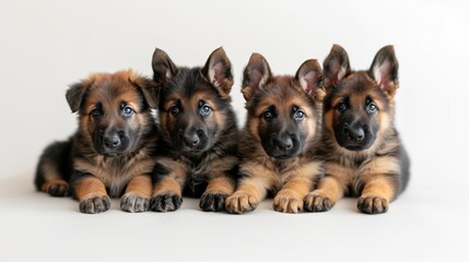 Adorable Puppies Posing in Studio on White Background