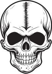 Black and white skull silhouette, vector illustration