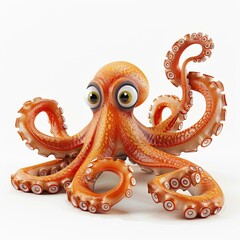 create a stylish 3D cartoon Octopus image with a white background.