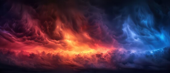 Fototapeta premium Dramatic Sky with Vibrant Sunset Colors and Dark Storm Clouds in a Stunning Natural Landscape