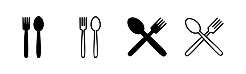 spoon and fork icon set. spoon, fork and knife icon vector. restaurant icon