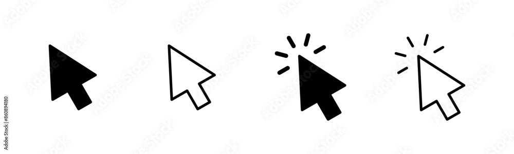 Poster click icon set. pointer arrow icon. cursor icon vector