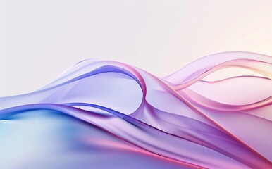 Fototapeta premium 3D Abstract Wave Shape Design in Gradient Purple and Blue with Light Pink Gradient Background, Featuring Smooth Glass Texture and Modern Futuristic Style with Clean Lines