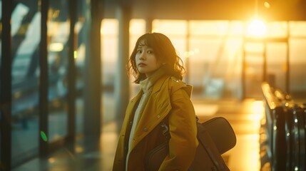 illustration of an airplane passenger, heading to the flight transit point at the airport, flight schedule at an international airport, modern, traveler, carrying a suitcase, wearing polite clothes