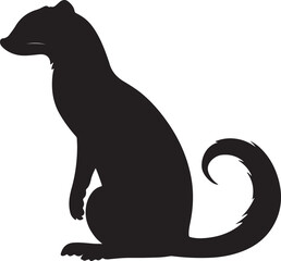 Weasel Silhouette Vector Illustration White Background
