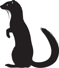 Weasel Silhouette Vector Illustration White Background