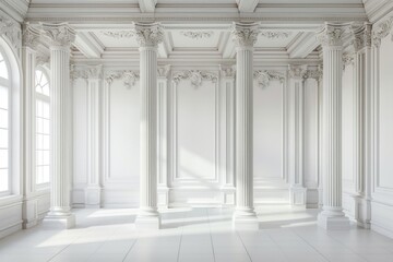 Obraz premium White room with antique pillars architecture building indoors.