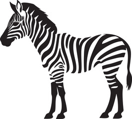 Zebra Silhouette Vector Illustration White Background
