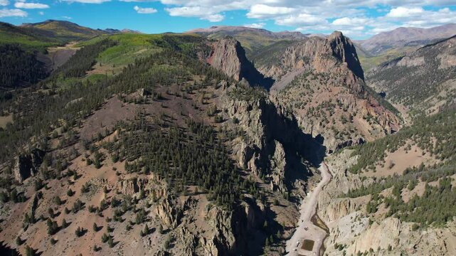Aerial View of San Juan National Forest Landscape Outside Creede, Old Mining Town in Colorado USA