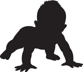 Baby Crawling Silhouette Vector Illustration White Background