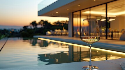 Served table in modern dining room  