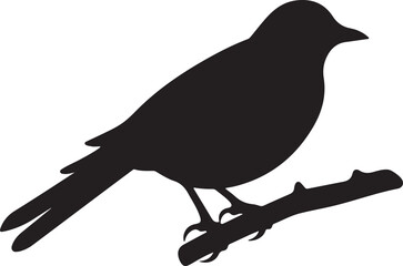 Cuckoo Silhouette Vector Illustration White Background