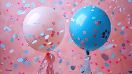 Pastel Celebration Balloons with Confetti, Ribbons, and Copy Space for Custom Text - Perfect for Anniversaries, Birthdays, and Special Occasions