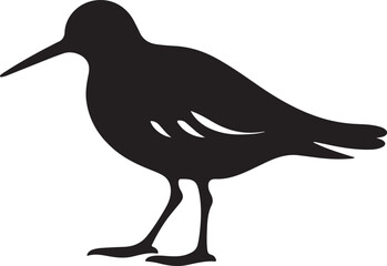 Fototapeta premium Sandpiper Silhouette Vector Illustration White Background